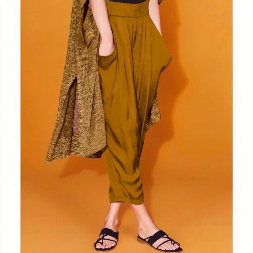 Halston Heritage Draped Satiny Harem Pants - copper size med